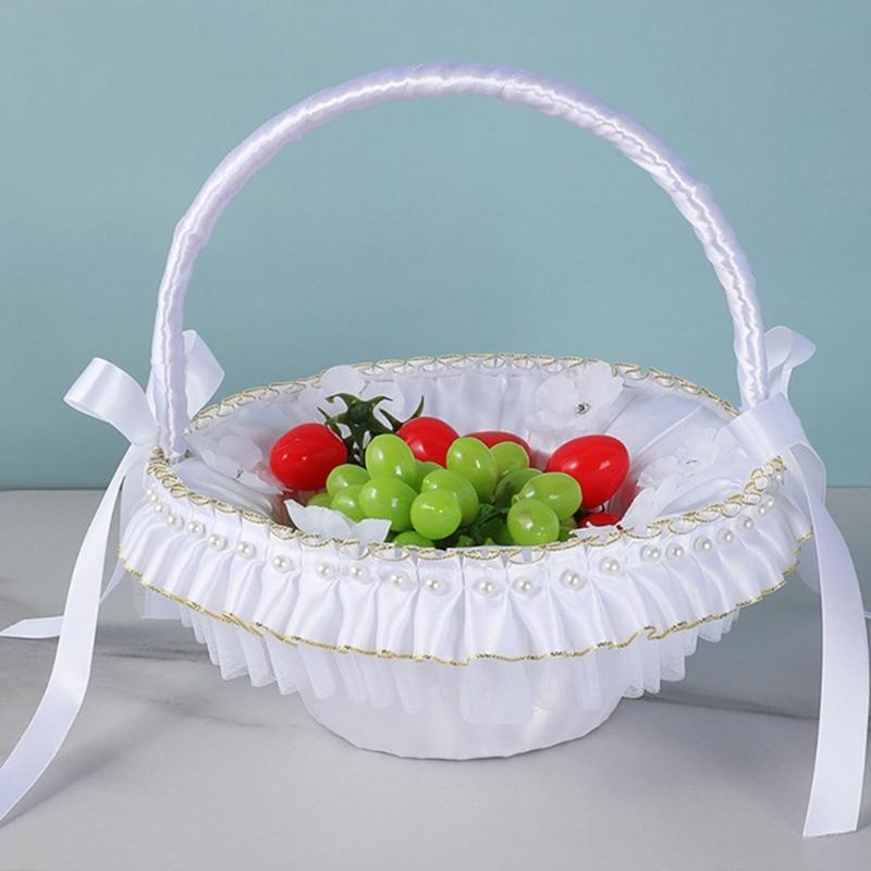 Princess Style Decorative Storage Basket With Metallic Accent Perfect For Bridal Showers Anniversaries And Photo Props