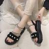 Fashion Outdoor Open Toe Pearl Sandals for Women Roman Style Platform Woman Shoes Summer 2025 Comfortable New Breathable Fashion Sandal