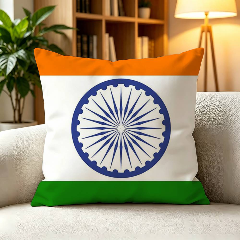IIndia Indian National Emble Flag Pillow Case Square DoubleSided Sofa Cushion Cover Bedroom Bedside Pillow
