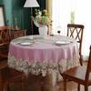 Round Tablecloth Green Golden Velvet Table Cover Dining Table Cloths Embroidery Lace Flower House Towel Chair Cover Dust Cover