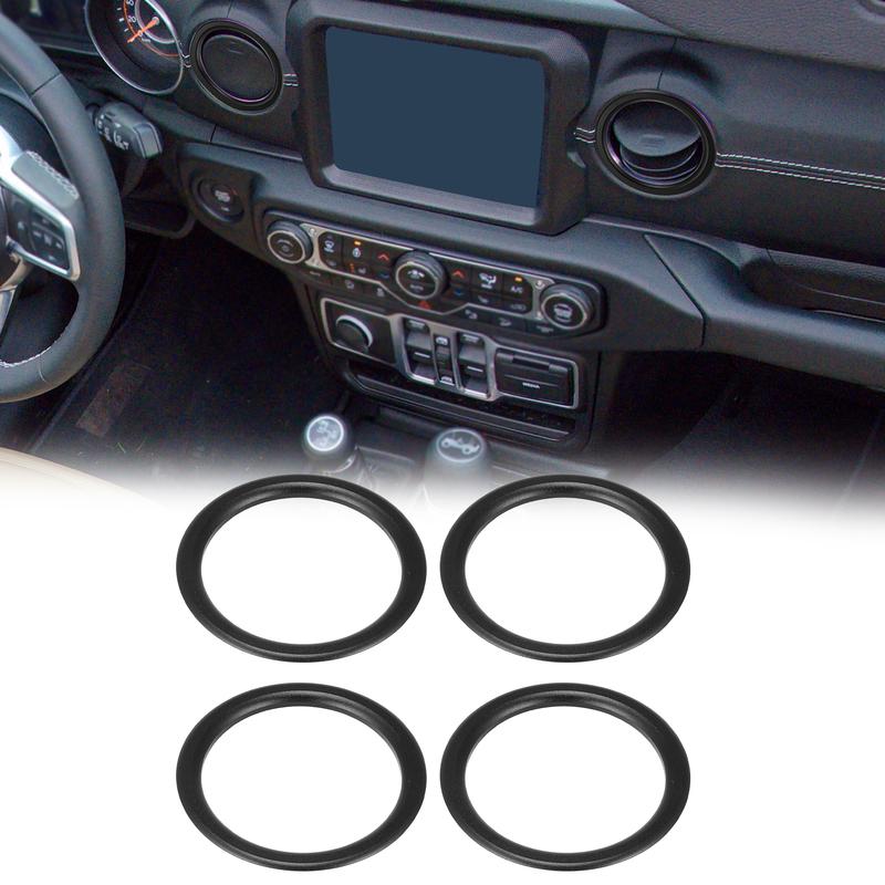 X Autohaux 4pcs Dashboard Air Conditioner Vent Ring for Jeep Wrangler JL 2018- Gladiator JT 20-21 Outlet Cover Trim Ring