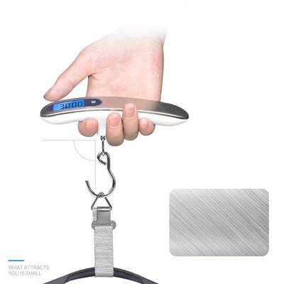Bilancia portatile digitale con display LCD da 110 libbre/50 kg, elettronica, per appendere valigie, da viaggio, pesa bagagli, bilancia da pesca con gancio