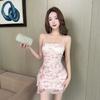 Sexy work clothes low-cut mesh printing suspender dress new nightclub dance dress hip skirt