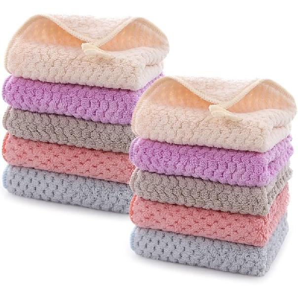 Small Towels with Hanging Loop, Hand Dry Towels for Kitchen & Bathroom, Super Absorbent, Soft, Machine Washable Towel Fast Drying, Set of 5