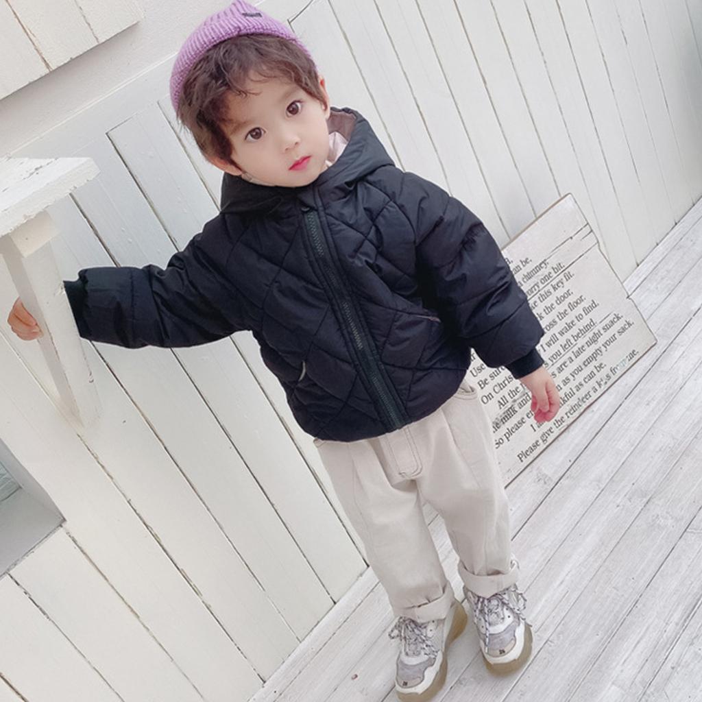 Boys And Girls Baby Thickened Hooded Jacket In Small Children Down Cotton Clothing Short