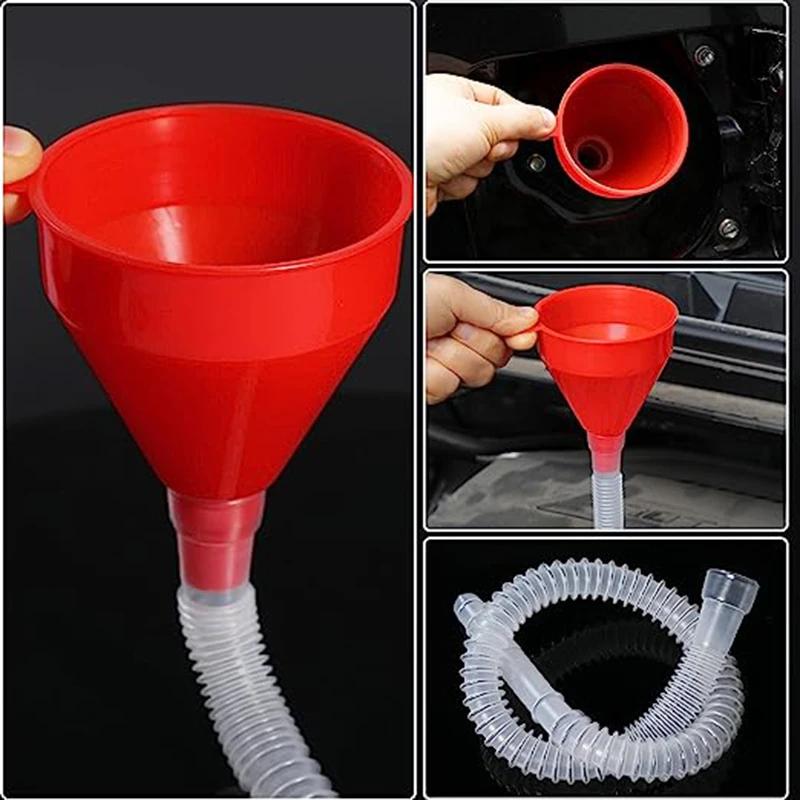 2Pcs Car Refueling Funnel with Detachable Hose Tube Engine Oil Gasoline Filter Transfer Funnel for Car Motorcycle Refueling Tool