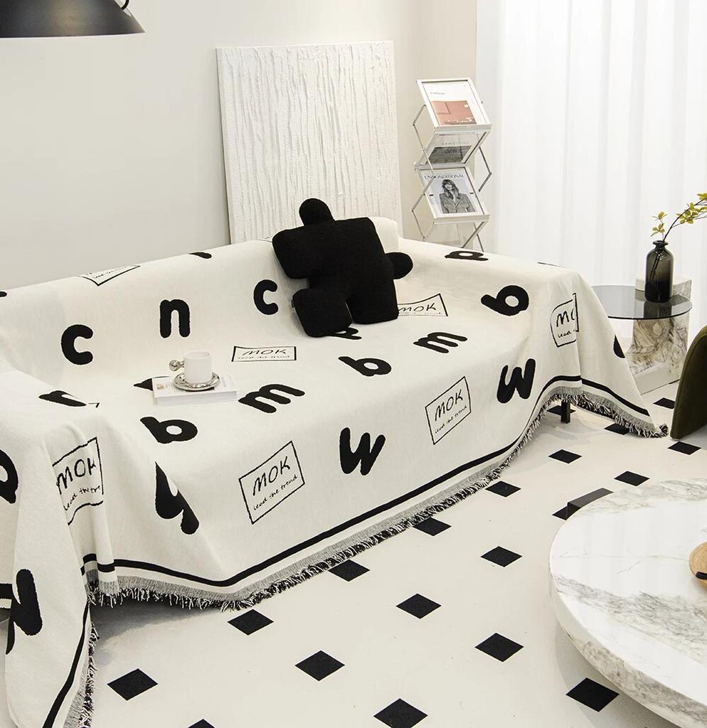 Black White Sofa Cover Sofa Towel Chenille Universal Couch Cover Pet Mat Living Room Sofa Dust Proof Sofa Cushion Cover