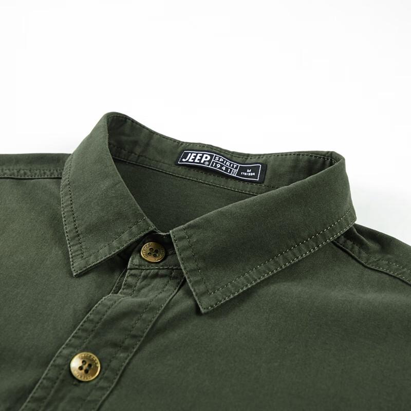 JEEP SPIRIT Men's Washed Long Sleeve Workwear Shirt