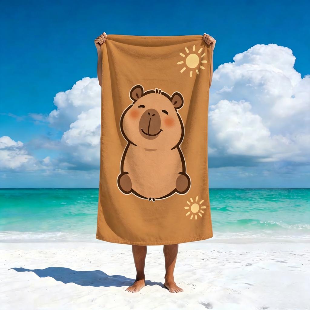 Quick Dry Beach Towel Sand Free Towel Microfiber Beach Towel Summer Towel Cute Capybara Print Travel Towel Compact Pool Towel