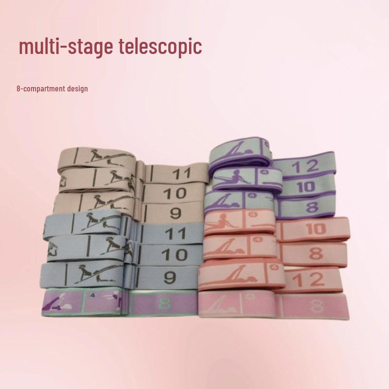 Yoga Stretch Band: Digital Segmented Elastic for Dance, Fitness, and Posture Training Purple 8 Segments [Star Version]