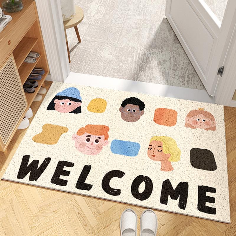 Ins Style Household Entrance Entrance Door Floor Mat, Entrance Door Silk Circle Cartoon Door Foot Mat, Foyer Rubbing Soil Floor Mat