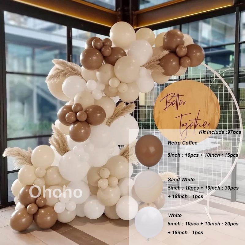 Coffee Brown Beige Balloon Garland Arch Kit Baby Shower Rustic Wedding Decoration Engagement Boy Girl Birthday Party Supplies Baptism Christenin