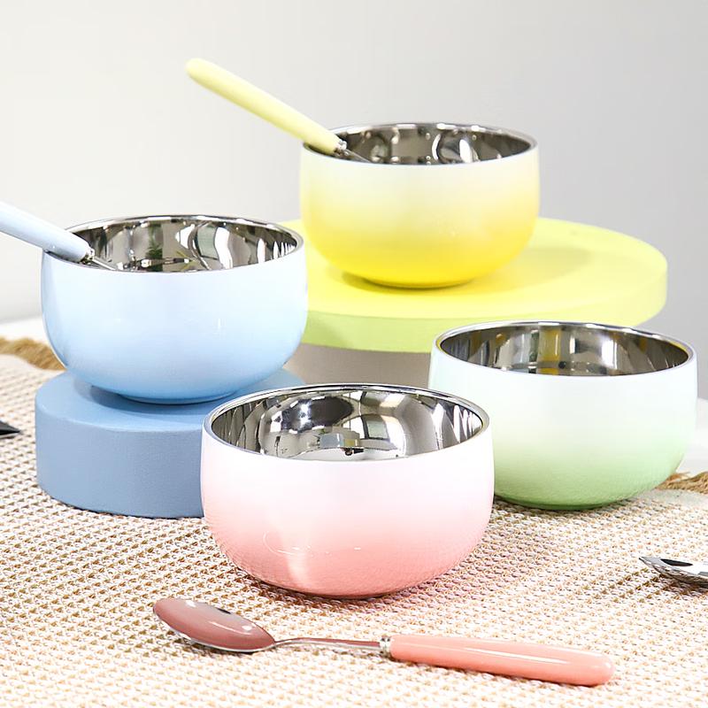 Yibo Gradient Stainless Steel Bowl & Spoon Set