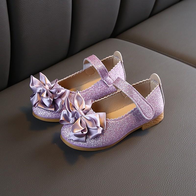 

Girls Shoes Fashion Sequin Kids Princess Shoe Bow Shallow Single Shoe Soft Sole Children Flats Toddler Party Wedding Shoes 25