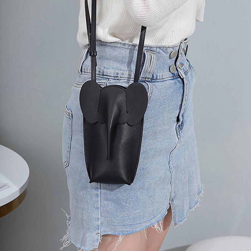 Cute Elephant Crossbody Bags For Girls Women Leather Soft Small Purses Card Wallet Phone Shoulder Bags Solid Color Mini Wallet