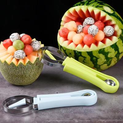Stainless Steel Fruit Baller 4-in-1 Melon Ball Spoon Carving Tools for Watermelon Cantaloupe Dishwasher Safe Kitchen Gadget