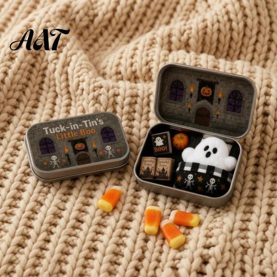 Miniature Landscape Props Mini Ghost Tin Box Set, Little Pocket Cute In A Box, Compact Desktop Soft Decoration Halloween Scene Spooky Decor, Gifts for