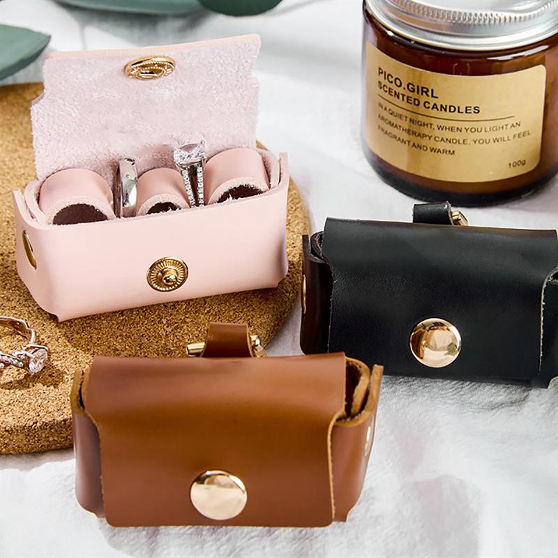 1Pc Mini Wedding Leather Ring Box For Proposing Dog Collar Pendant Ring Box Engagement Wedding Ring Storage Box