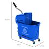 20L Kompakter Wischmopp-Eimer auf Rädern, mit Wasserabtrennplatte - Blau