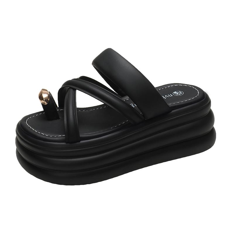 Fashion Casual Wedge Beach Slippers for Women New Summer Non Slip Platform Sandals Woman Open Toe Comfortable Female Clip Toe Flip Flops