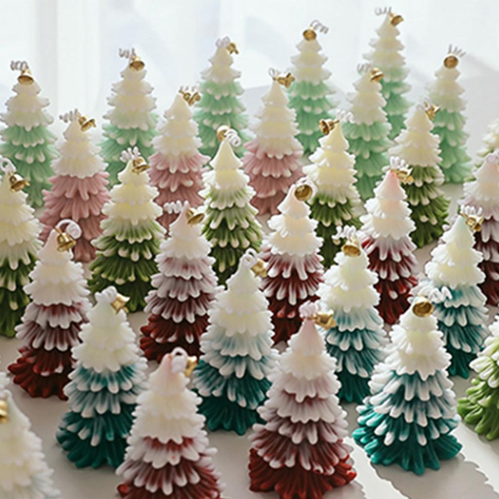 Christmas Tree Candle Frosted Scented Candle Two-tone Gradient Scented Candle, Christmas Tree Scented Candle Home Décor Gift