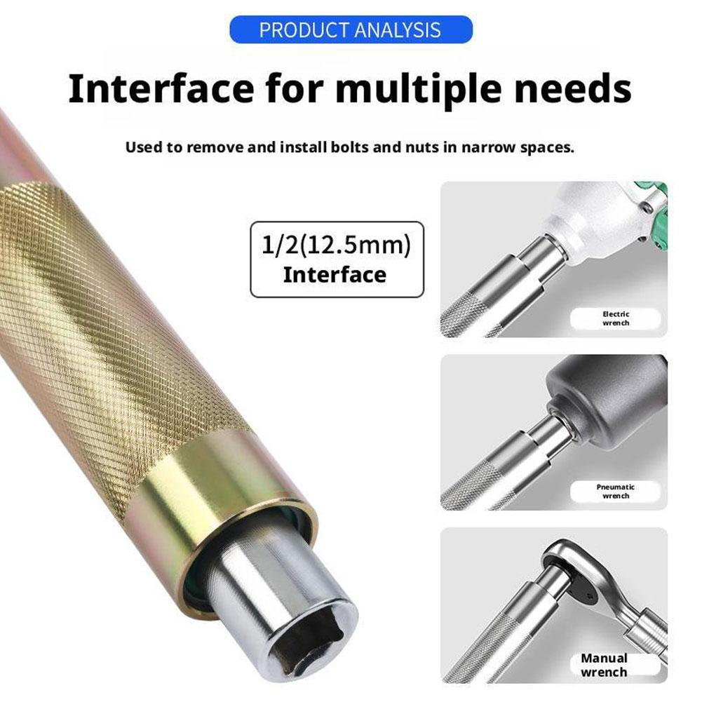 Offset Impact Extension Wrench, Ratchet Wrench High Torque Auto Repair Tool 1/2 Manual Automatic All-in-One 4 Adapter