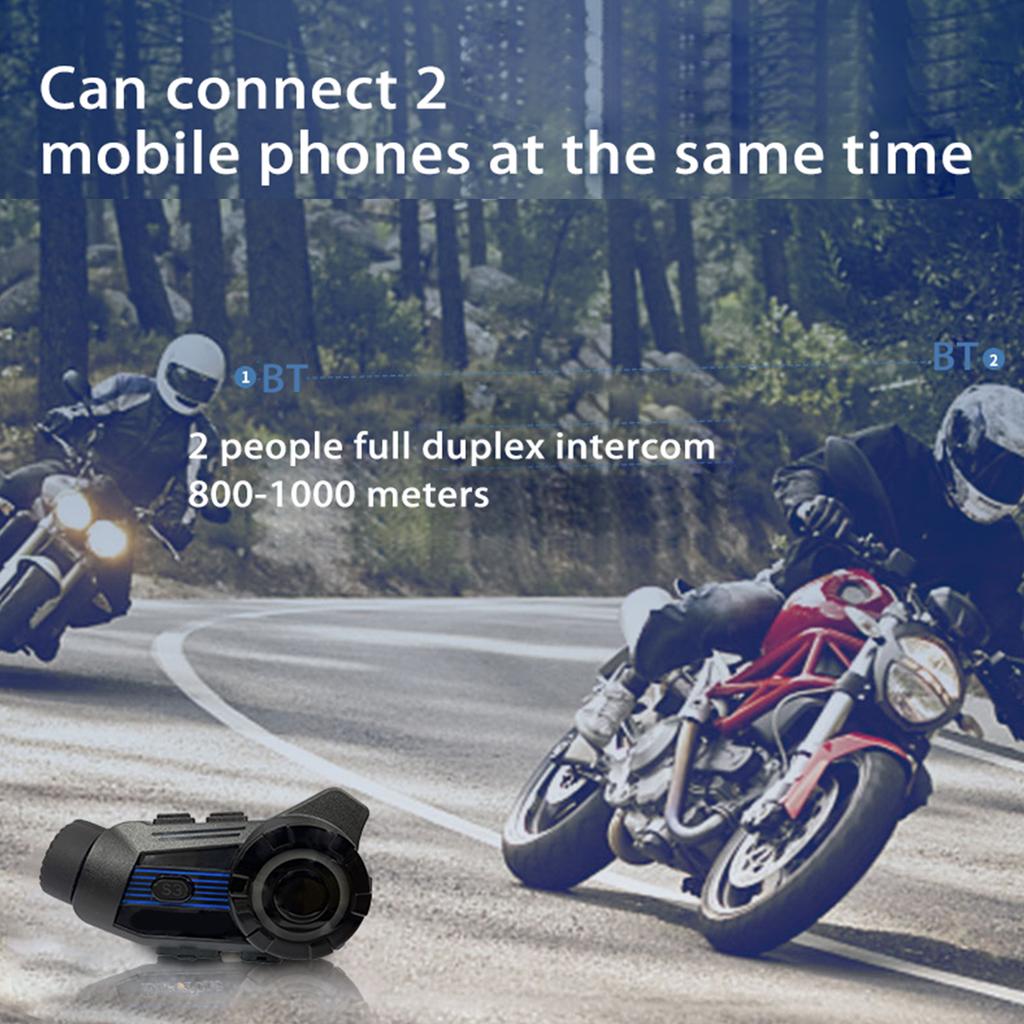 Motorcycle Helmet Headset with 2K Camera Noise Cancellation Helmet Headphones Motorcycle Intercom Headset Communication Systems