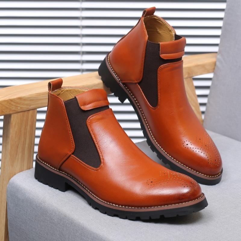 Men's High Top Boots New Quality Selection British Style Chelsea Boots Fashion Retro Tooling Leather Men Boots Botas Para Hombre
