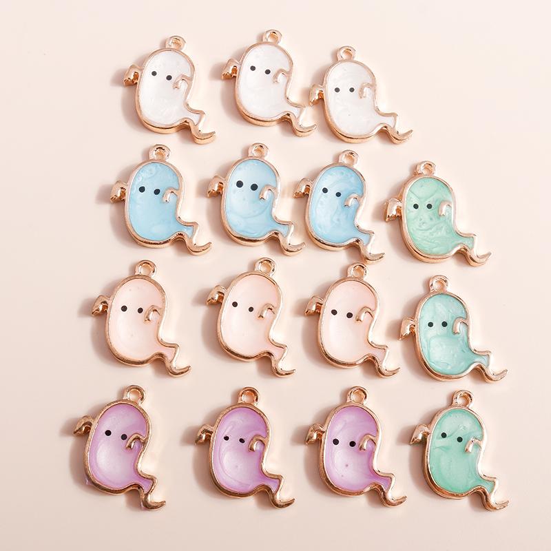 10pcs Mix Cute Enamel Halloween Charms Pumpkin Ghost Bat Charms Pendants for Jewelry Making DIY Earrings Necklace Accessories