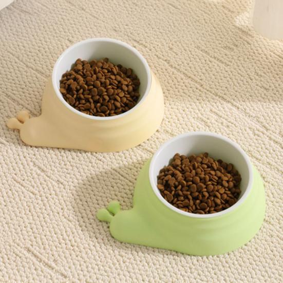 Pet Bowl with Anti-Slip Mat Base Stable Non-Slip Cat Food Bowl Tilted Design Rounded Arc Smooth Edges Pet Cat Feeding