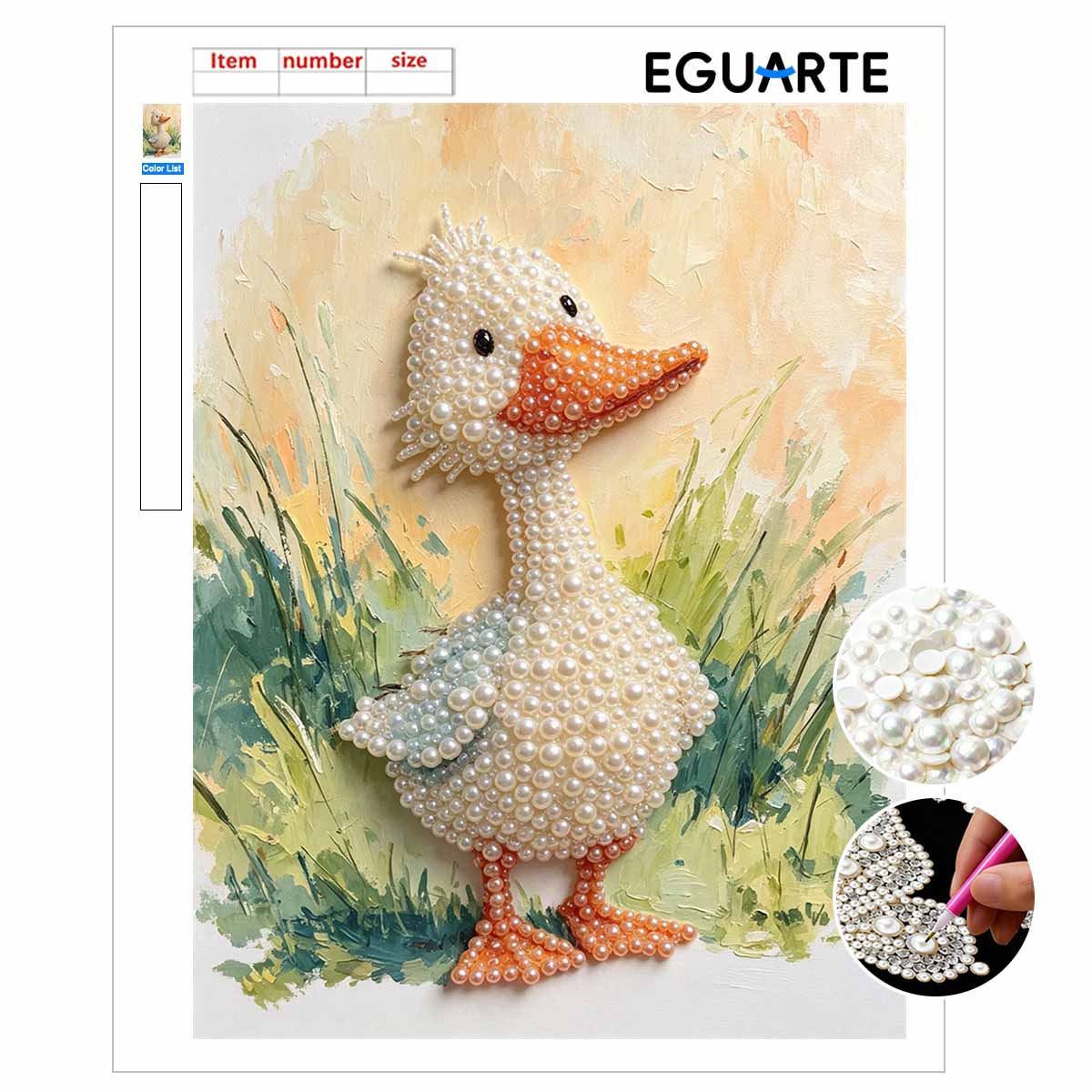 Pearl painting diy sticky diamond creative white duck pearl bead diamond painting kit living room hanging painting 30x40