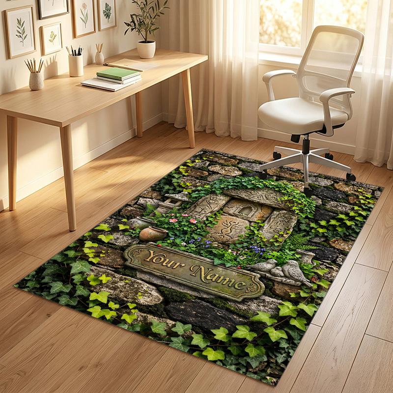 Garden Cats Theme Soft Crystal Velvet Rug Custom Name & Text Print Non Slip Floor Rug for Bedroom Living Room