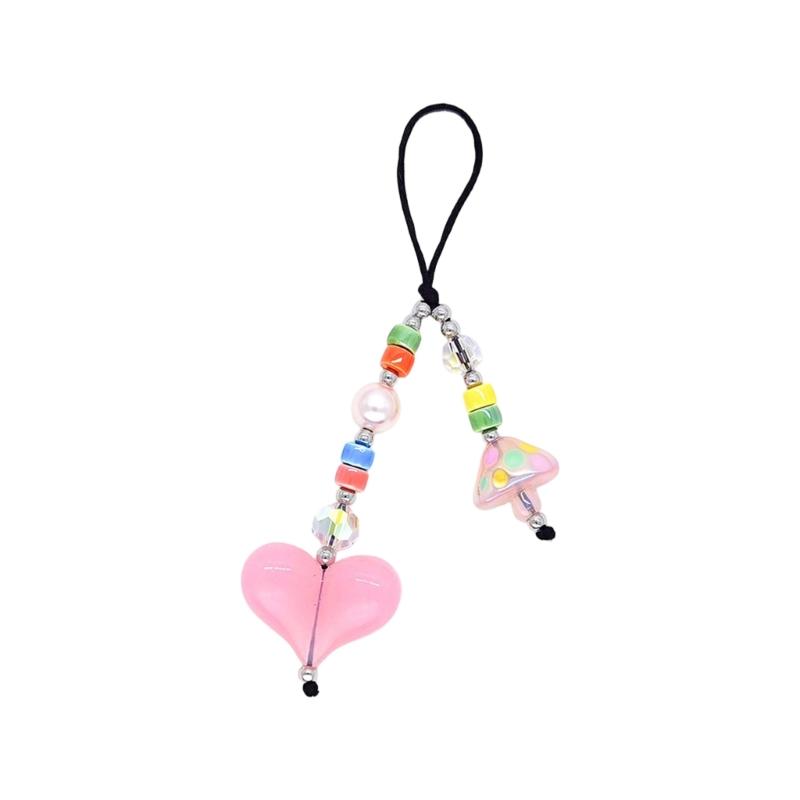 Fashion Heart Bead Keychain Resin Beads Phone Strap Resin Texture for a Modern Look Suitable for Projects and Gifts