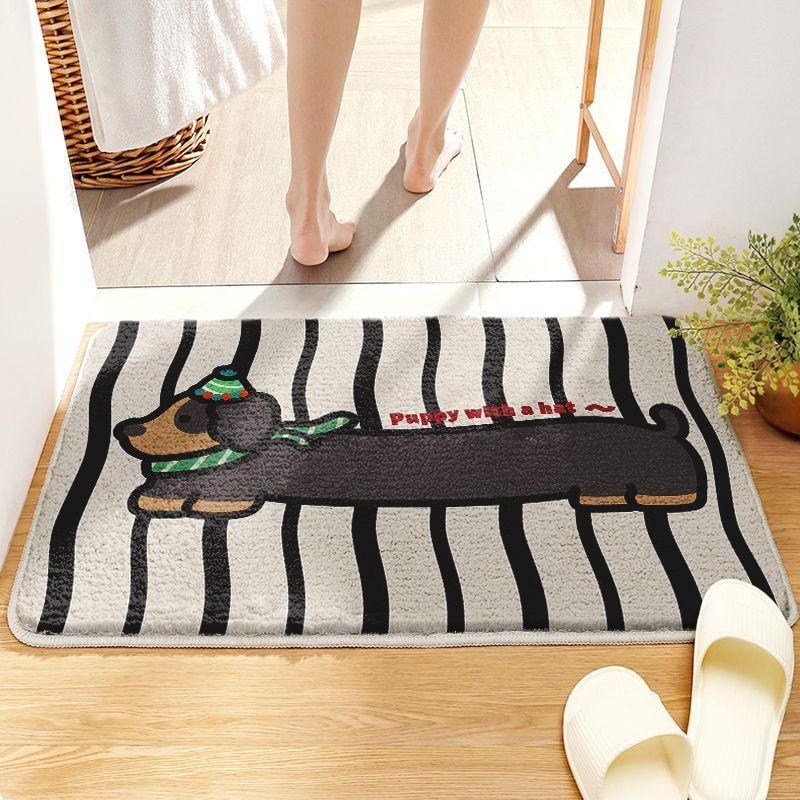 Imitation Cashmere Bathroom Absorbent Floor Mat Cartoon Bathroom Thickened Toilet Door Mat for Household Use