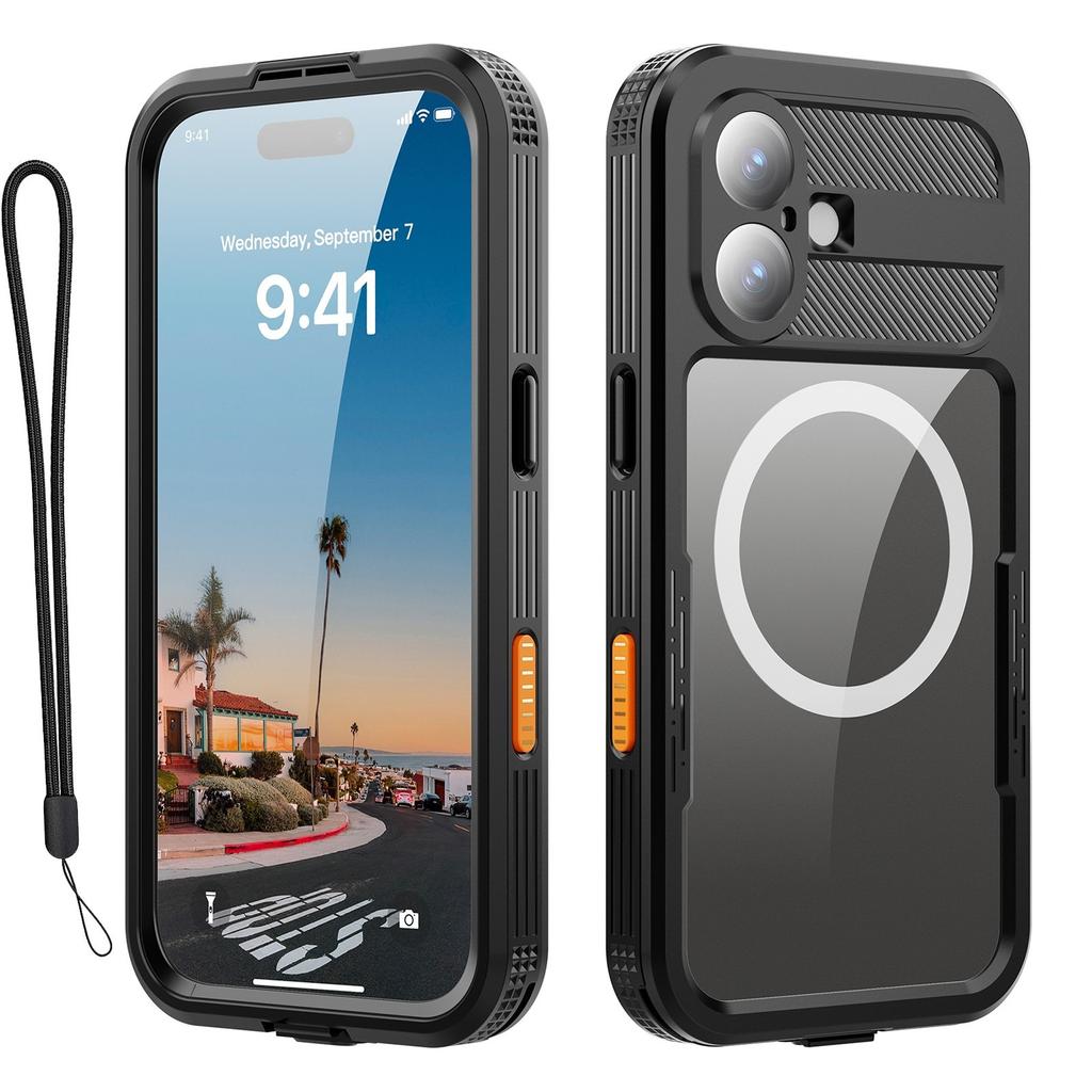 Magnetic Clear Cover for IPhone 17 Pro Max 16 Plus Air Case IP68 Waterproof Built-in Screen Film Underwater Full Body Protection
