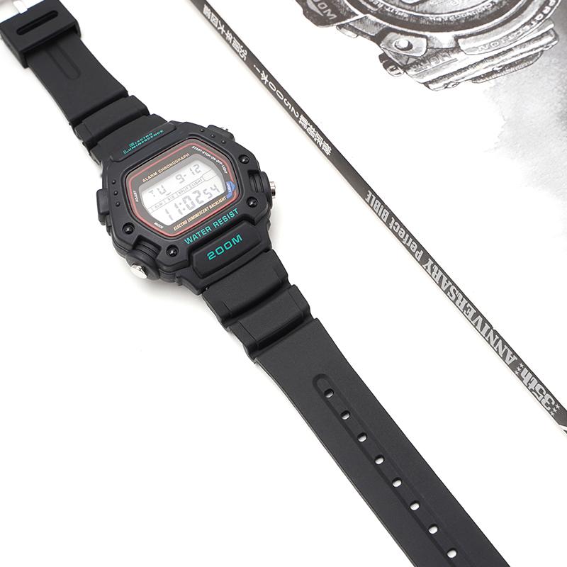 Resin Rubber Replacement Watch Band for Casio DW-290 DW-340 AD-300 Men Black Sport Waterproof Silicone Bracelet Strap 19mm