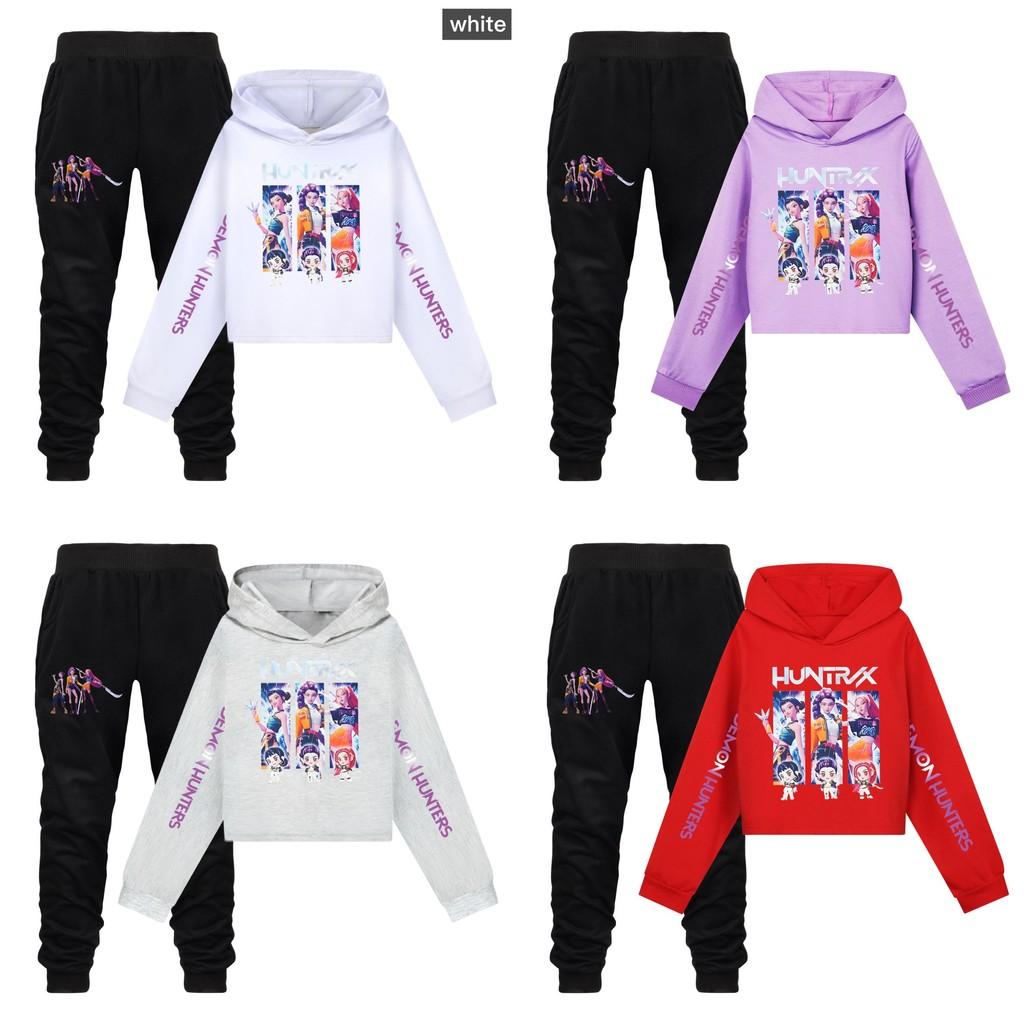 Kpop Demon Hunters Girls Cotton Casual Set With Long Sleeve Hoodie And Pants For Ages 110-170cm