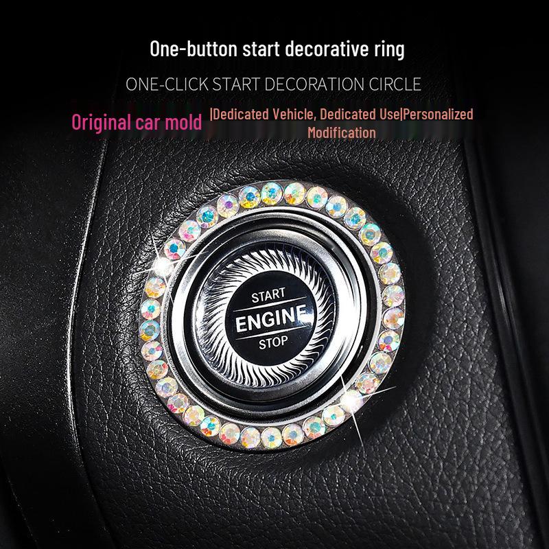Fashionable Rhinestone Ignition Switch Decorative Ring for Women