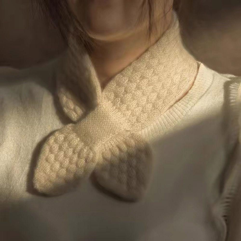 Thickening Cross Knitted Scarf Bib Snood Cowl Tube Thermal Neck Warmer Scarf  Winter