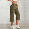 Women's Fashionable Drawstring With Flip Pocket Solid Color Captcha Pants Work Pants
