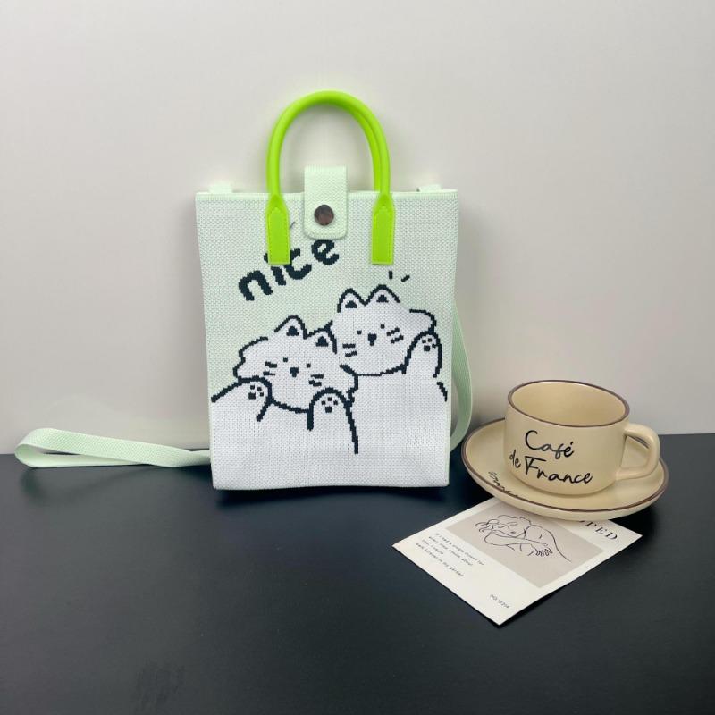 New large-capacity knitted bag, mobile phone bag, niche shoulder messenger bag, high-end, cartoon fashion handbag.