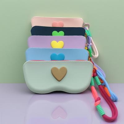 Sac de rangement pour lunettes en silicone sur le thème de l'amour, neuf avec fermoir, sac de rangement pour lunettes de soleil portable et tendance