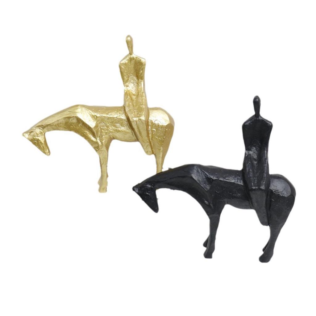 Modern Nordic Abstract Horse-Riding Figure Ornament - Chinese Style Decor for Office, Hotel, or Home Entrance.