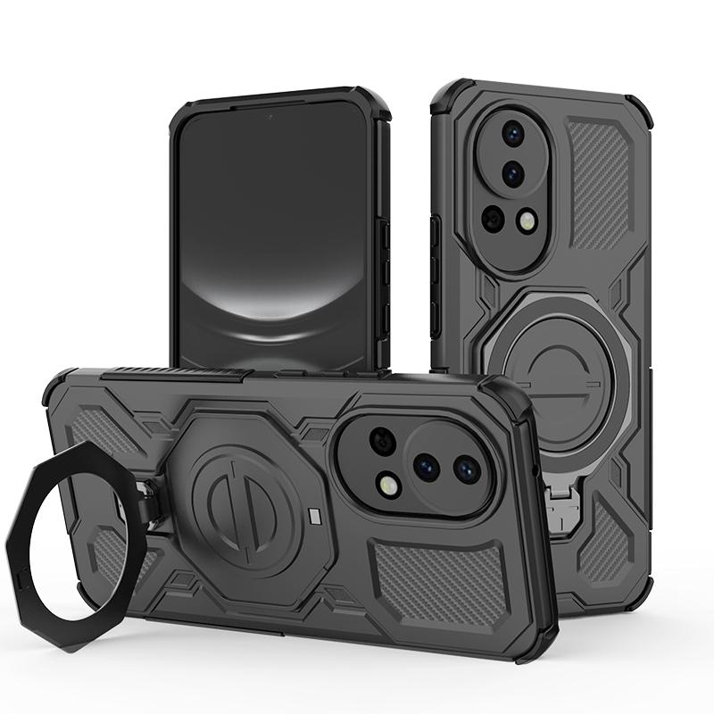 KEYSION Shockproof Magnetic Case for Huawei Nova 13 Silicone+PC Upright Live Metal Ring Stand Phone Back Cover for HUAWEI Nova13