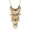 Vintage Coin Tassel Pendant Necklace With Multilayer Chain For Boho Style Women