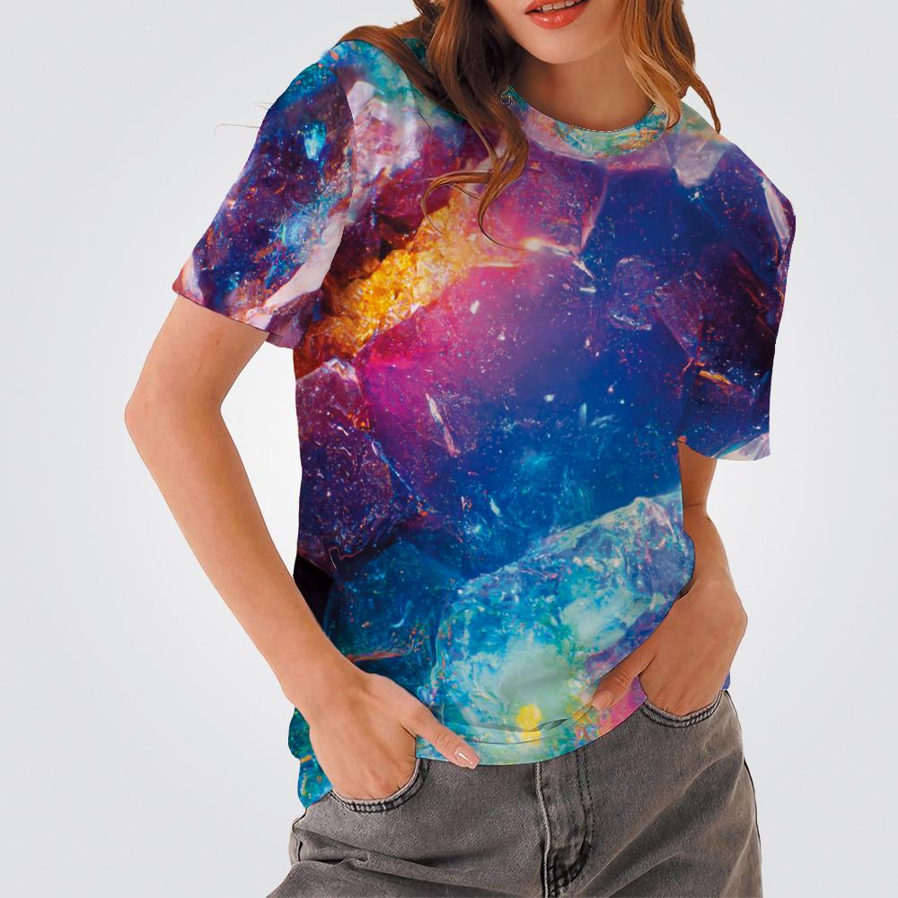 Summer Sparkling Scales 3D Print T-shirts Women Streetwear Casual Fashion Y2k Short Sleeve T Shirt O-neck Tees Tops Clothing