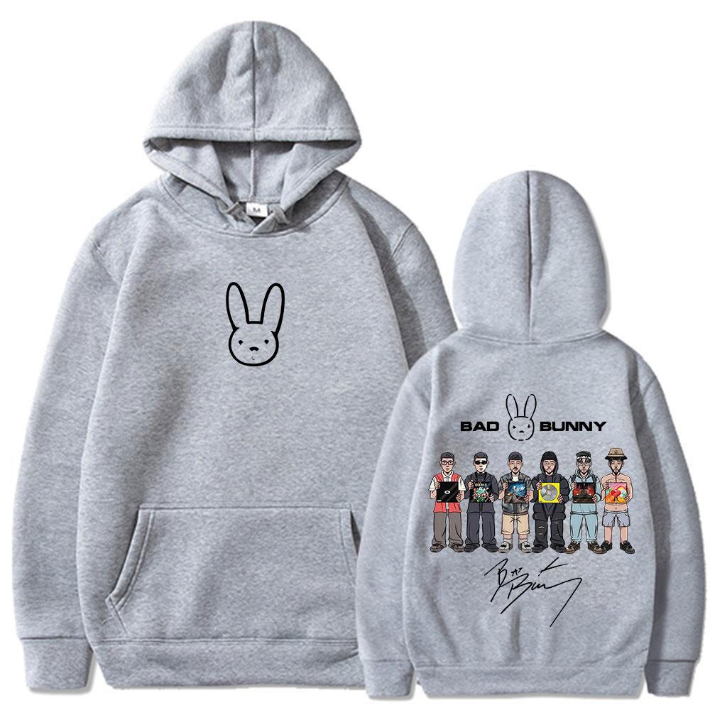 Rapper Bad Bunny Album Cover Hoodies Debi Tirar Mas Fotos DTMF Sweatshirt Herren Damen Kleidung Mode Hip Hop Übergroße Pullover
