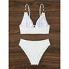 Seksowne białe bikini z pierścieniami typu sling, strój kąpielowy push-up z wysokim stanem, wakacyjny strój kąpielowy, prążkowany strój plażowy do kąpieli, damski zestaw 2-częściowy