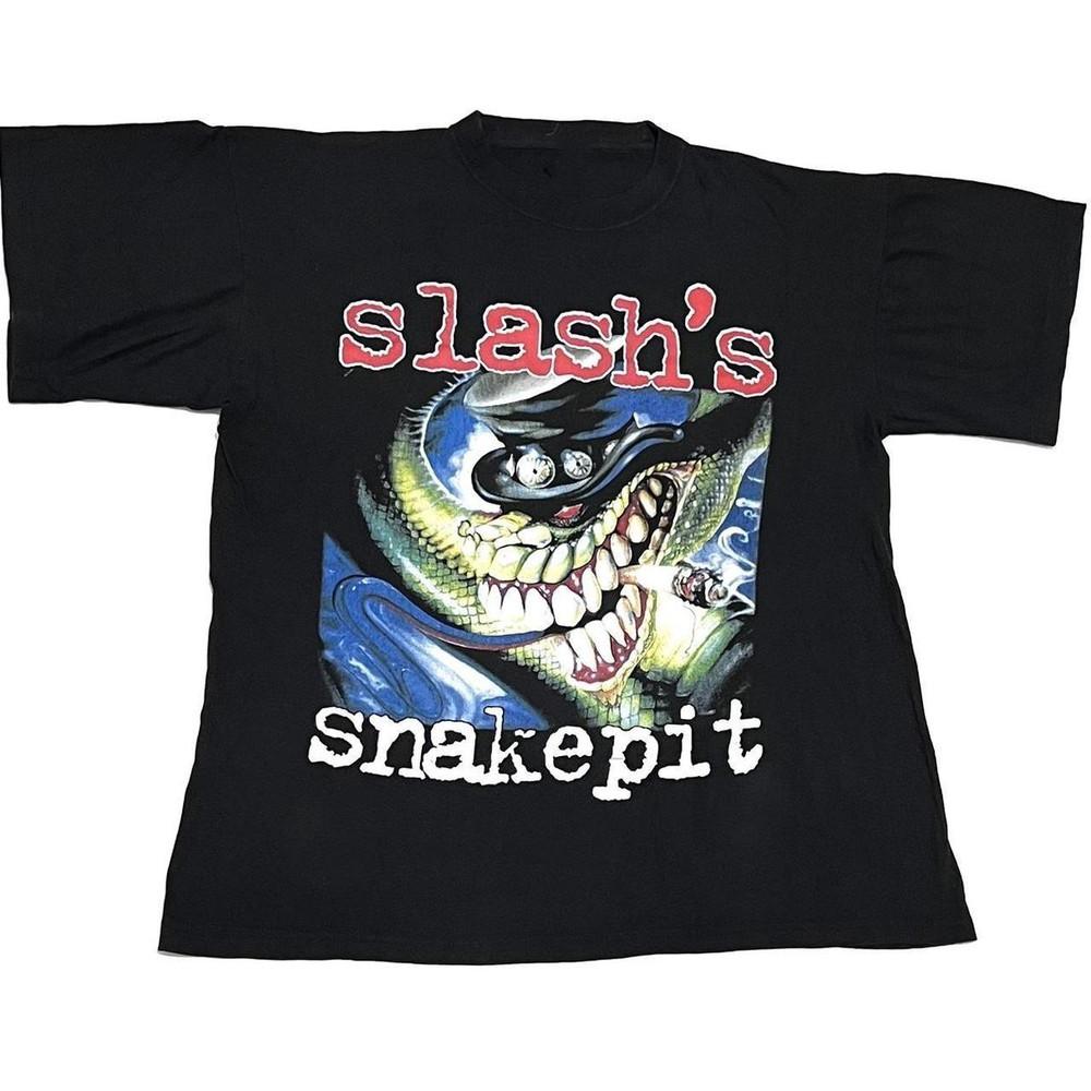 

New Popular Slash s Snakepit Black T-Shirt Cotton Full Size Unisex T-Shirt M