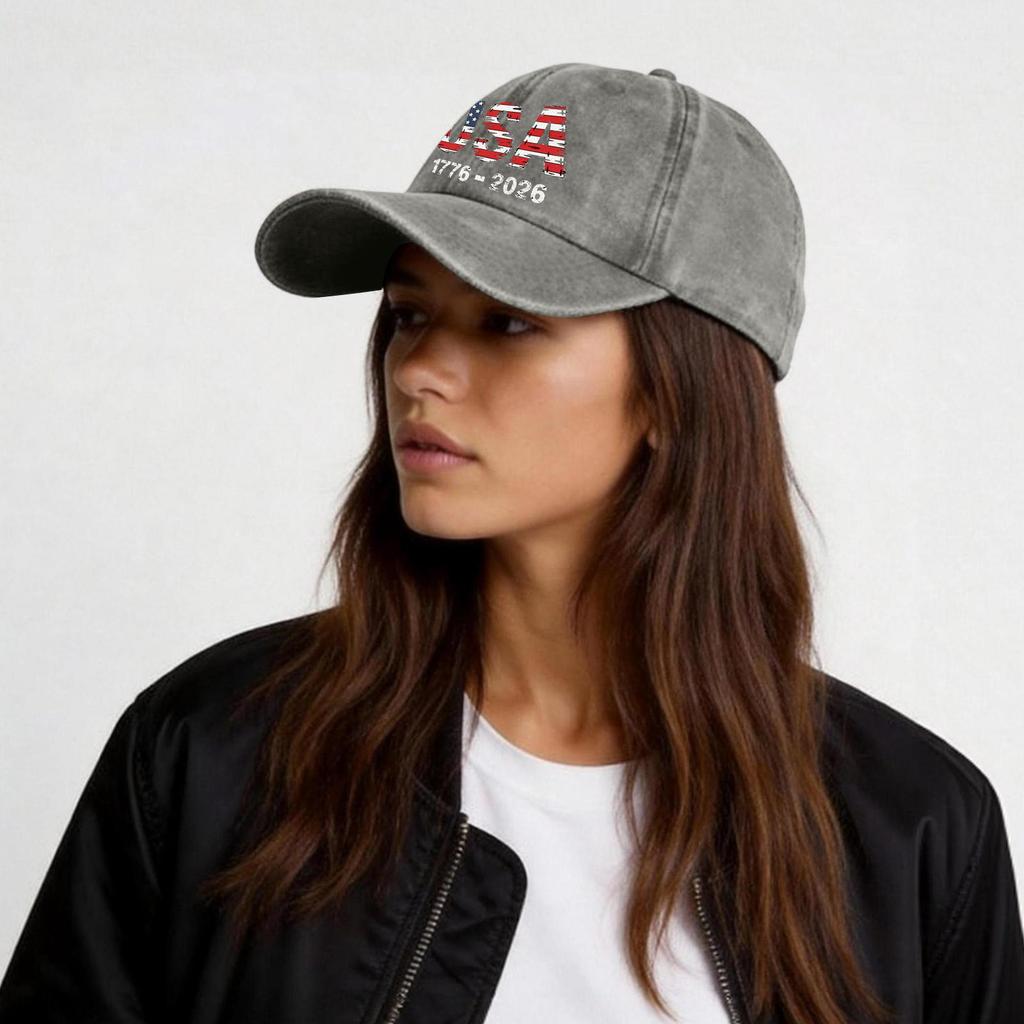USA 1776 2026 Embroidered Baseball Cap Adjustable Fit Vintage Style Distressed Cotton Hat for Men Women Unisex